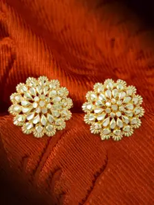 MEENAZ 2Pcs Gold-Plated Studs Earrings
