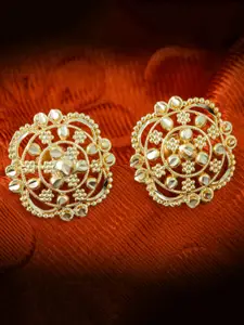 MEENAZ 4Pcs Gold-Plated Studs Earrings