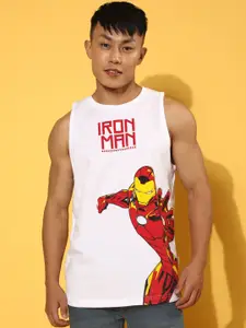 VEIRDO Black & Red Superhero Iron-Man Graphic Printed Sleeveless Cotton T-Shirt