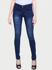 BAESD Women Jean Slim Fit Highly Distressed Light Fade Stretchable Jeans