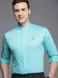 Allen Solly Slim Fit Knitted Solid Pure Cotton Semiformal Shirt