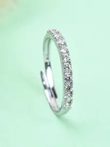 Clara 925 Sterling Silver Rhodium-Plated CZ-Studded Adjustable Finger Ring