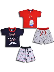 Wish Karo Boys Pack Of 2 Printed Cotton T-Shirt With Shorts