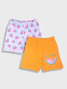 YK Infants Girls Pack Of 2 Printed Pure Cotton Shorts