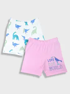 YK Girls Pack Of 2 Printed Pure Cotton Shorts