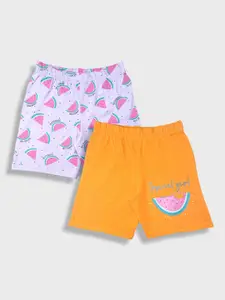 YK Girls Pack Of 2 Printed Pure Cotton Shorts
