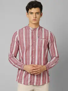 Allen Solly Sport Striped Band Collar Cotton Casual Shirt