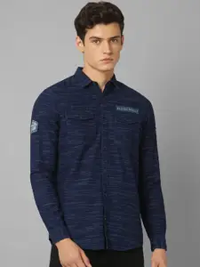 Allen Solly Sport Men Navy Blue Horizontal Stripes Opaque Striped Casual Shirt