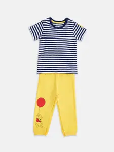 Pantaloons Baby Infant Boys Striped Dungaree With Tshirt