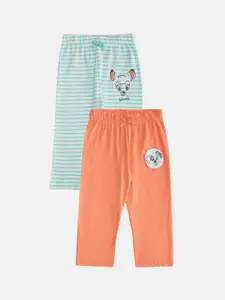 Pantaloons Baby Infant Girls Pack of 2 Bambi Printed Pure Cotton Lounge Pants