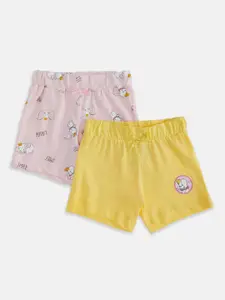 Pantaloons Baby Girls Pack Of 2 Graphic Printed Cotton Shorts