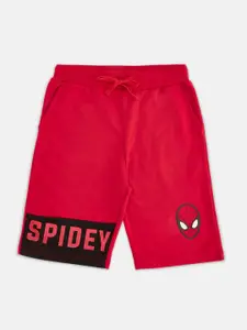 Pantaloons Junior Boys Spider Man Typography Printed Cotton Shorts