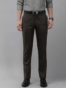 Park Avenue Men Textured Smart Low-Rise Formal Trousers