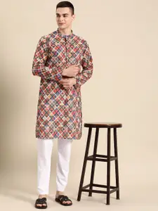 Anouk Men Embroidered Regular Sequinned Pure Cotton Kurta with Pyjamas