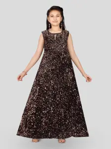 BAESD Girls Sequinned Embellished Round Neck Maxi Dress