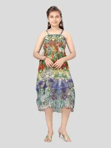 BAESD Girls Print Georgette A-Line Midi Dress