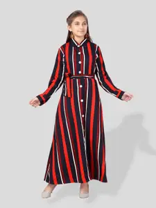 BAESD Girls Striped Shirt Maxi Dress With Belt