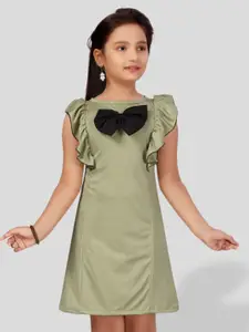 BAESD Girls Flutter Sleeves Cotton A-Line Dress