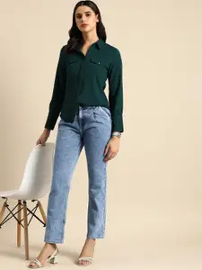 all about you Women Cotton Straight Fit High-Rise Jeans