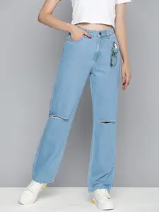Mast & Harbour Women Cotton  High-Rise Slash Knee Jeans