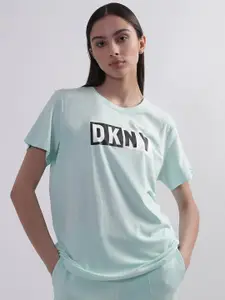 DKNY Typography Printed Round Neck Cotton T-shirt