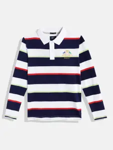Indian Terrain Boys Striped Polo Collar Pure Cotton T-shirt