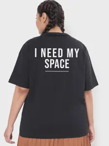 Bewakoof Plus Bewakoof x Official NASA Merchandise I Need My Space Typography Print Plus Size T-shirt