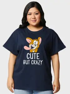 Bewakoof Plus Bewakoof x Official Tom & Jerry Merchandise Graphic Print Plus Size Boyfriend Fit T-shirt
