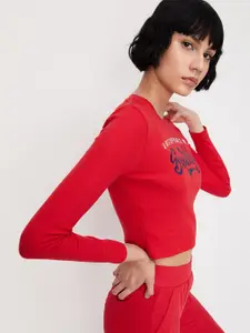 max Typography Printed Sports Crop T-shirt