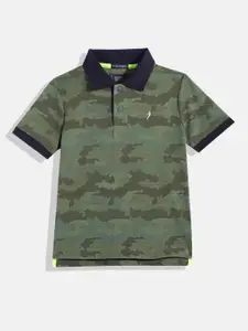 Indian Terrain Boys Camouflage Printed Cotton Polo Collar T-shirt