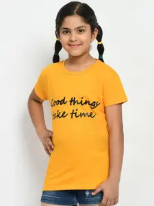 IndiWeaves Girls Pack Of 5 Typography Printed Pure Cotton T-shirts