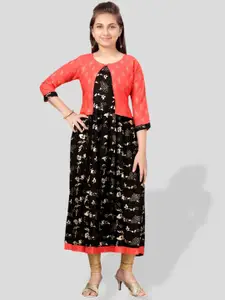 BAESD Girls Floral Printed Cotton A-Line Kurta