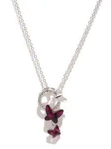 Yellow Chimes Crystals from Swarovski Collection Silver-Toned & Purple Pendant with Chain