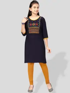 BAESD Girls Ethnic Motif Embroidered Cotton Kurta