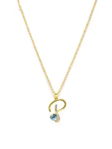 Yellow Chimes Yellow Chimes Crystals from Swarovski Collection 22K Gold-Plated & Blue Pendant with Chain