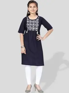 BAESD Girls Ethnic Motifs Embroidered Straight Cotton Kurta