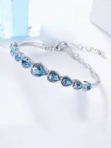 Yellow Chimes Crystals from Swarovski Collection Blue & Silver-Toned Metal Rhodium-Plated Charm Bracelet