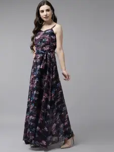 BAESD Floral Printed Georgette Maxi Dress