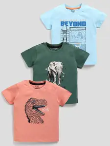 Ginie Boys Pack Of 3 Graphic Printed Cotton T-Shirt