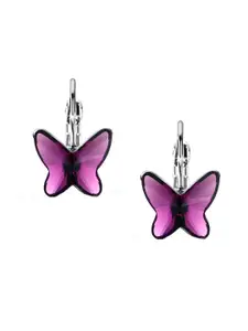 Yellow Chimes Crystals from Swarovski Collection Silver-Toned & Purple Contemporary Studs