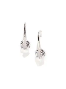 Yellow Chimes Crystals from Swarovski Collection White & Steel-Toned Gold-Plated Circular Drop Earrings