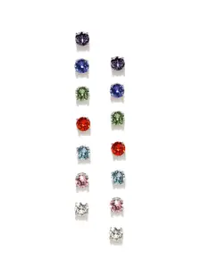 Yellow Chimes Crystals from Swarovski Collection Set of 7 Stud Earrings