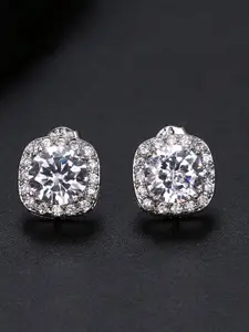 Yellow Chimes Crystals from Swarovski Collection White & Steel-Toned Rhodium-Plated Circular Studs