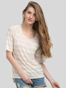 Moda Elementi Horizontal Striped Cotton Top