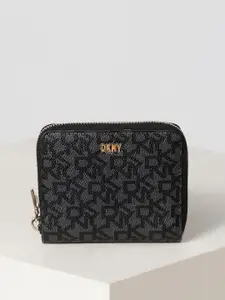 DKNY Women Geometric Textured Zip Around Wallet