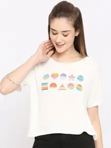 SPYKAR Graphic Printed Drop-Shoulder Sleeves Cotton T-shirt