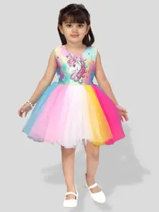 BAESD Girls Unicorn Printed Net Fit & Flare Dress