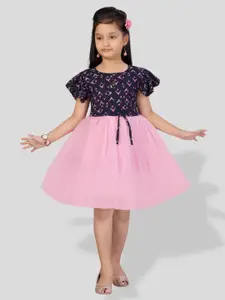 BAESD Girls Embellished Print Fit & Flare Tulle Dress