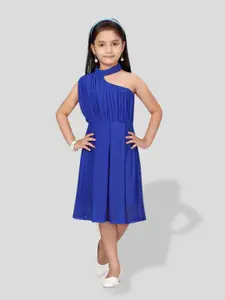 BAESD Girls Accordion Pleated One Shoulder Fit & Flare Dress