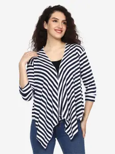 TEEMOODS Striped Cotton Waterfall Shrug
